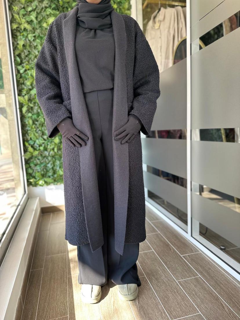 Manteau laine bouclée